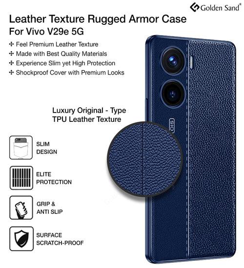 Leather Armor TPU Series Shockproof Armor Back Cover for Vivo V29e 5G, 6.78 inch, Blue