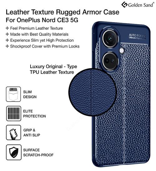 Leather Armor TPU Series Shockproof Armor Back Cover for OnePlus Nord CE 3 5G, 6.7 inch, Blue