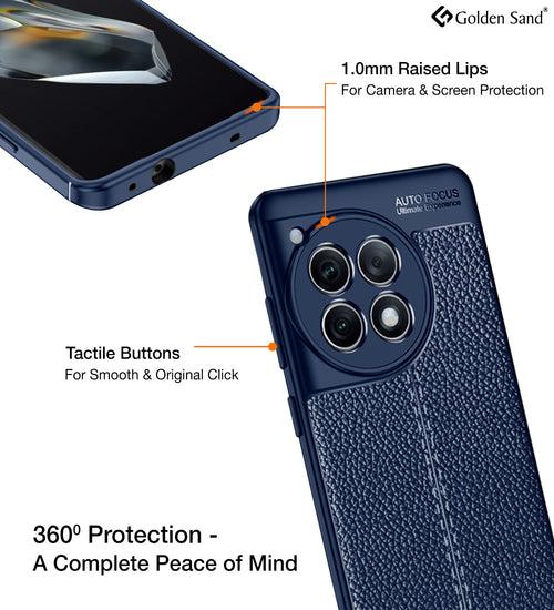 Leather Armor TPU Series Shockproof Armor Back Cover for OnePlus 12R 5G, 6.78 inch, Blue