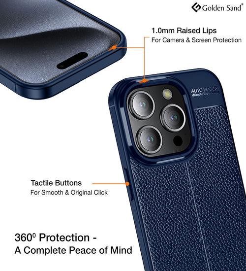 Leather Armor TPU Series Shockproof Armor Back Cover for Apple iPhone 15 Pro, 6.1 inch, Blue