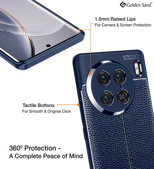 Leather Armor TPU Series Shockproof Armor Back Cover for Vivo X90 Pro 5G, 6.78 inch, Blue