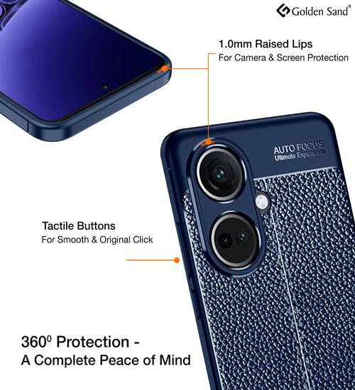 Leather Armor TPU Series Shockproof Armor Back Cover for OnePlus Nord CE 3 5G, 6.7 inch, Blue