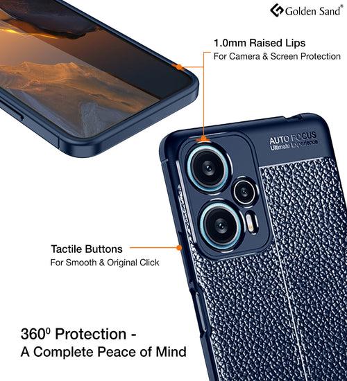Leather Armor TPU Series Shockproof Armor Back Cover for POCO F5 5G, 6.67 inch, Blue