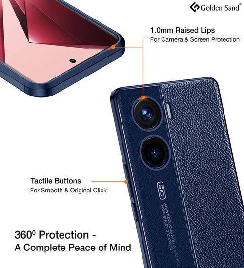 Leather Armor TPU Series Shockproof Armor Back Cover for Vivo V29e 5G, 6.78 inch, Blue