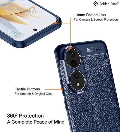 Leather Armor TPU Series Shockproof Armor Back Cover for HONOR 90 5G, 6.7 inch, Blue