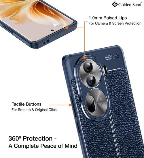 Leather Armor TPU Series Shockproof Armor Back Cover for OPPO Reno 11 Pro 5G, 6.7 inch, Blue