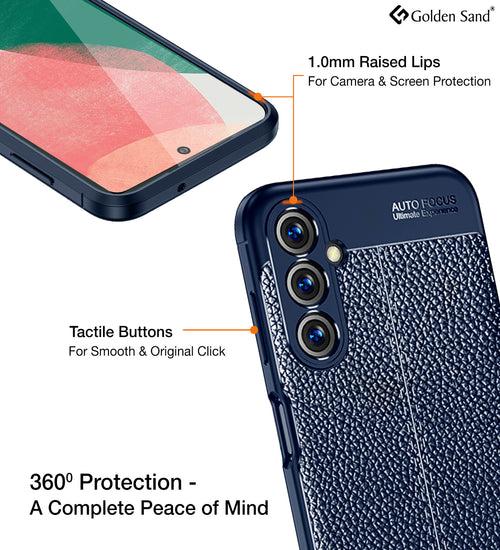 Leather Armor TPU Series Shockproof Armor Back Cover for Samsung Galaxy F54 5G, 6.7 inch, Blue