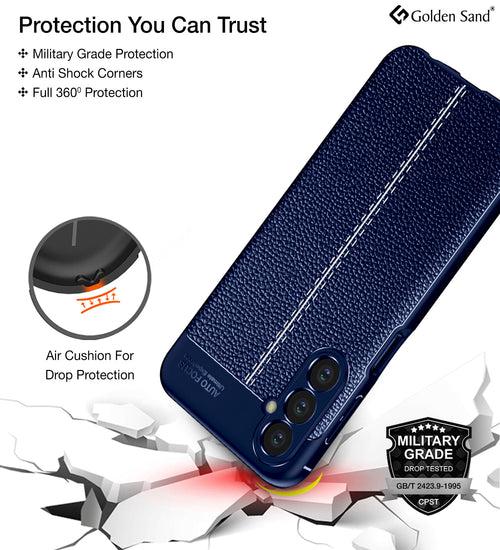 Leather Armor TPU Series Shockproof Armor Back Cover for Samsung Galaxy M34 5G, Samsung Galaxy F34 5G, 6.5 inch, Blue