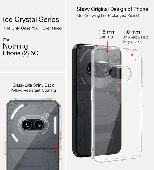 Ice Crystal Series Hybrid Transparent PC Military Grade TPU Back Cover for Nothing Phone (2a) 5G, 6.7 inch, Crystal Clear