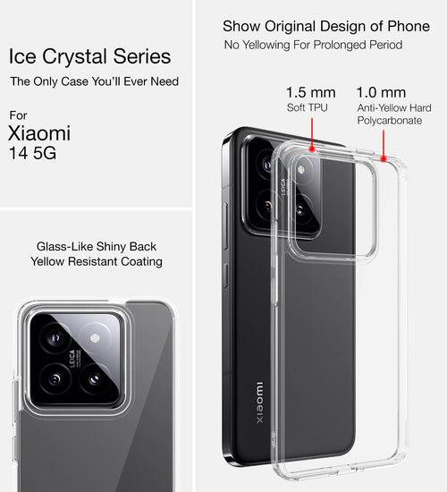 Ice Crystal Series Hybrid Transparent PC Military Grade TPU Back Cover for Xiaomi 14 5G, 6.36 inch, Crystal Clear