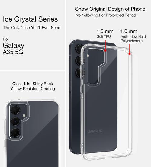 Ice Crystal Series Hybrid Transparent PC Military Grade TPU Back Cover for Samsung Galaxy A35 5G, 6.6 inch, Crystal Clear