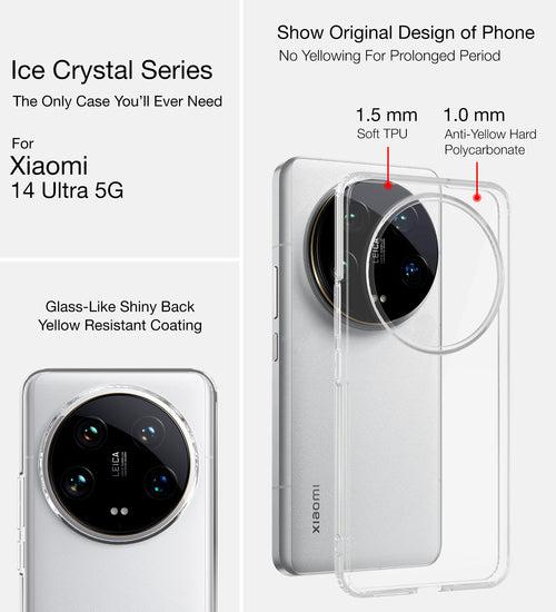 Ice Crystal Series Hybrid Transparent PC Military Grade TPU Back Cover for Xiaomi 14 Ultra 5G, 6.73 inch, Crystal Clear