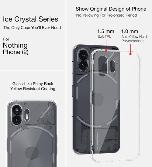 Ice Crystal Series Hybrid Transparent PC Military Grade TPU Back Cover for Nothing Phone (2), 6.7 inch, Crystal Clear