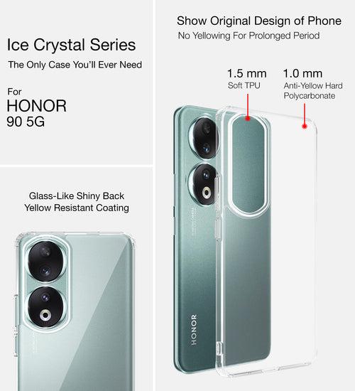 Ice Crystal Series Hybrid Transparent PC Military Grade TPU Back Cover for HONOR 90 5G, 6.7 inch, Crystal Clear