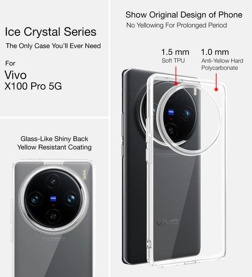 Ice Crystal Series Hybrid Transparent PC Military Grade TPU Back Cover for Vivo X100 Pro 5G, 6.78 inch, Crystal Clear