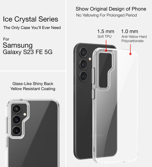 Ice Crystal Series Hybrid Transparent PC Military Grade TPU Back Cover for Samsung Galaxy S23 FE 5G, 6.4 inch, Crystal Clear