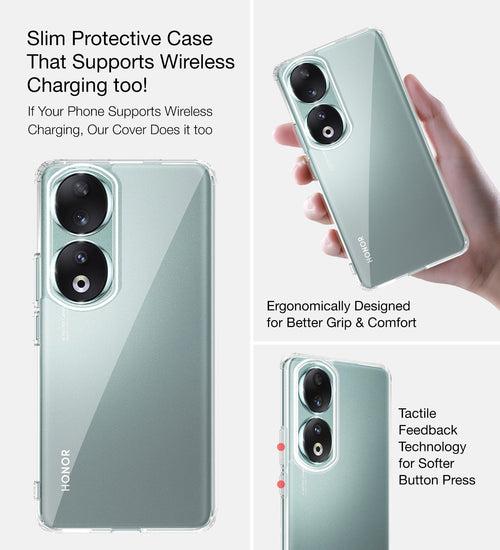 Ice Crystal Series Hybrid Transparent PC Military Grade TPU Back Cover for HONOR 90 5G, 6.7 inch, Crystal Clear