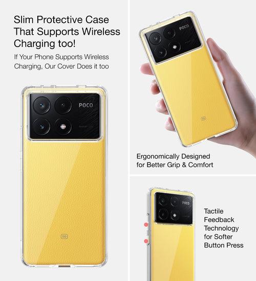 Ice Crystal Series Hybrid Transparent PC Military Grade TPU Back Cover for Poco X6 Pro 5G, 6.67 inch, Crystal Clear
