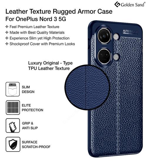 Leather Armor TPU Series Shockproof Armor Back Cover for OnePlus Nord 3 5G, 6.74 inch, Blue