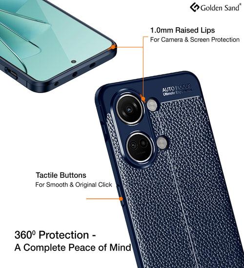 Leather Armor TPU Series Shockproof Armor Back Cover for OnePlus Nord 3 5G, 6.74 inch, Blue