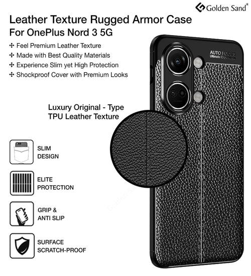 Leather Armor TPU Series Shockproof Armor Back Cover for OnePlus Nord 3 5G, 6.74 inch, Black
