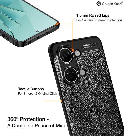 Leather Armor TPU Series Shockproof Armor Back Cover for OnePlus Nord 3 5G, 6.74 inch, Black