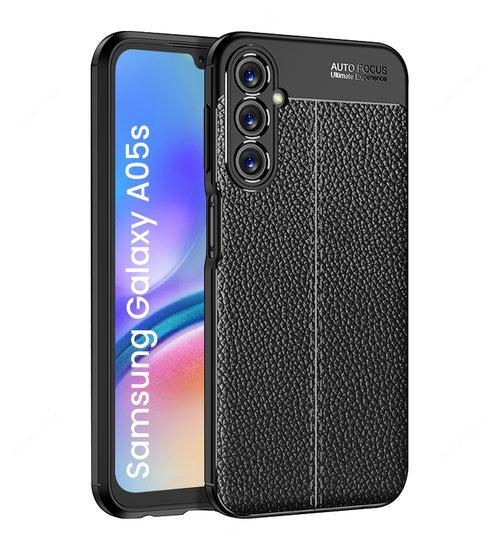 Leather Armor TPU Series Shockproof Armor Back Cover for Samsung Galaxy A05s, 6.7 inch, Black