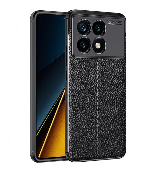 Leather Armor TPU Series Shockproof Armor Back Cover for Poco X6 Pro 5G, 6.67 inch, Black
