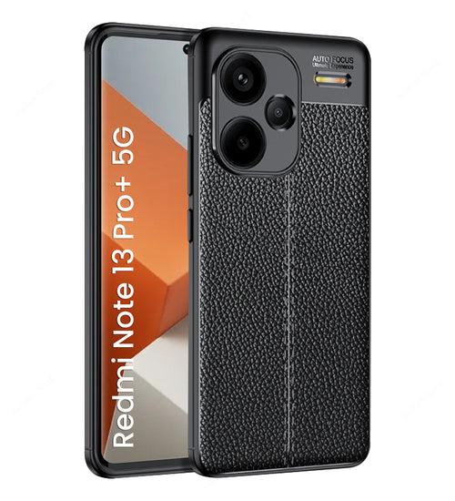 Leather Armor TPU Series Shockproof Armor Back Cover for Redmi Note 13 Pro+ Plus 5G, 6.67 inch, Black