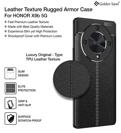 Leather Armor TPU Series Shockproof Armor Back Cover for Honor X9b 5G, 6.78 inch, Black