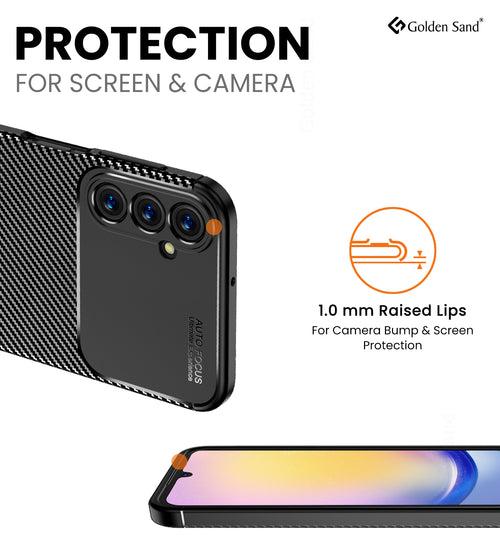 Aramid Fibre Series Shockproof Armor Back Cover for Samsung Galaxy A25 5G, 6.5 inch, Black