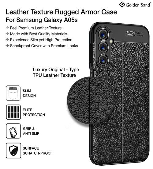 Leather Armor TPU Series Shockproof Armor Back Cover for Samsung Galaxy A05s, 6.7 inch, Black