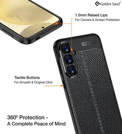 Leather Armor TPU Series Shockproof Armor Back Cover for Samsung Galaxy S24 5G, 6.2 inch, Black