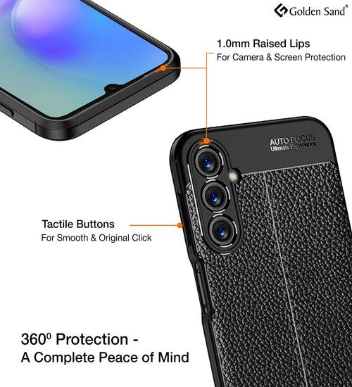 Leather Armor TPU Series Shockproof Armor Back Cover for Samsung Galaxy A05s, 6.7 inch, Black