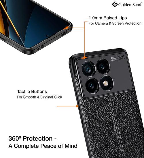 Leather Armor TPU Series Shockproof Armor Back Cover for Poco X6 Pro 5G, 6.67 inch, Black