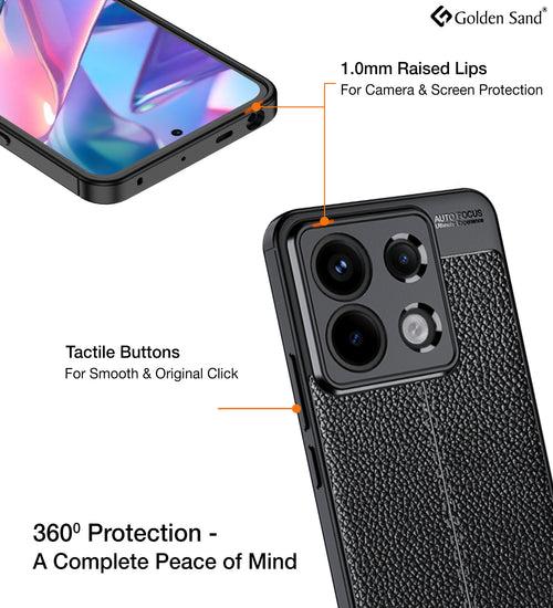 Leather Armor TPU Series Shockproof Armor Back Cover for Redmi Note 13 5G, 6.67 inch, Black