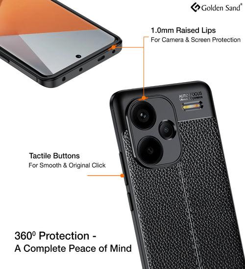 Leather Armor TPU Series Shockproof Armor Back Cover for Redmi Note 13 Pro+ Plus 5G, 6.67 inch, Black