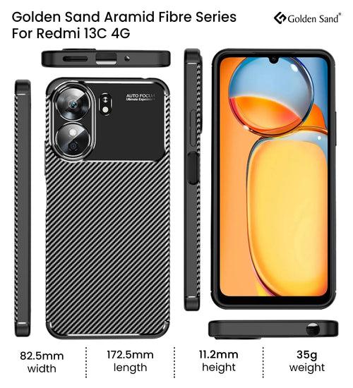 Aramid Fibre Series Shockproof Armor Back Cover for Redmi 13C 4G/ 5G, Poco M6 5G, Poco C65 4G, 6.74 inch, Black