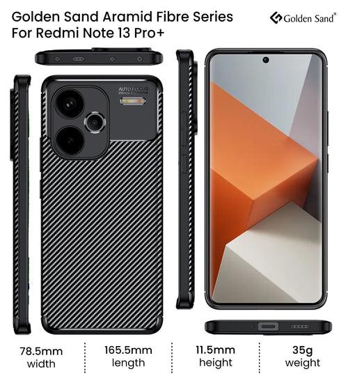 Aramid Fibre Series Shockproof Armor Back Cover for Redmi Note 13 Pro+ Plus 5G, 6.67 inch, Black