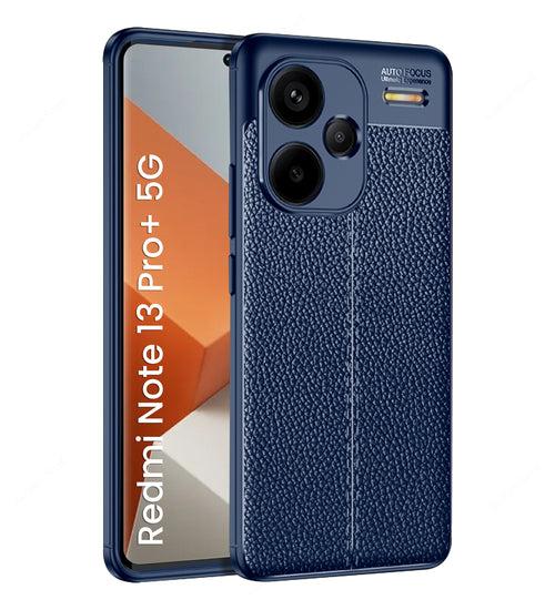 Leather Armor TPU Series Shockproof Armor Back Cover for Redmi Note 13 Pro+ Plus 5G, 6.67 inch, Blue