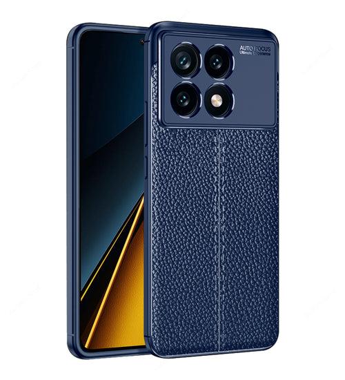 Leather Armor TPU Series Shockproof Armor Back Cover for Poco X6 Pro 5G, 6.67 inch, Blue