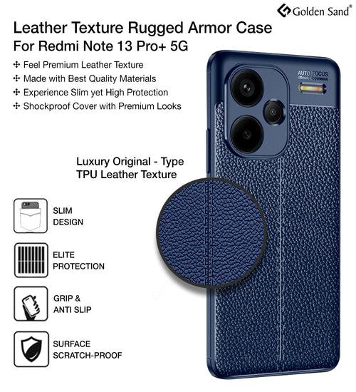 Leather Armor TPU Series Shockproof Armor Back Cover for Redmi Note 13 Pro+ Plus 5G, 6.67 inch, Blue