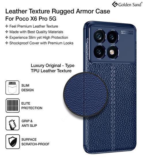 Leather Armor TPU Series Shockproof Armor Back Cover for Poco X6 Pro 5G, 6.67 inch, Blue