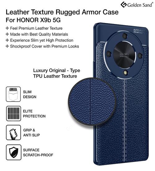 Leather Armor TPU Series Shockproof Armor Back Cover for Honor X9b 5G, 6.78 inch, Blue