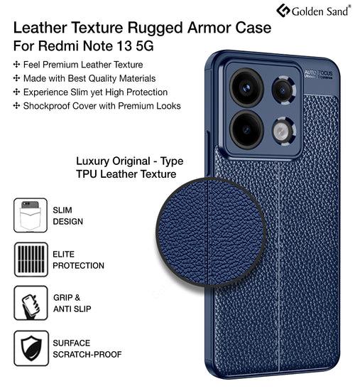 Leather Armor TPU Series Shockproof Armor Back Cover for Redmi Note 13 5G, 6.67 inch, Blue