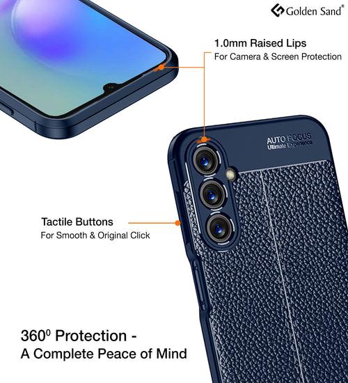 Leather Armor TPU Series Shockproof Armor Back Cover for Samsung Galaxy A05s, 6.7 inch, Blue
