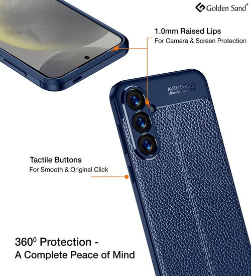 Leather Armor TPU Series Shockproof Armor Back Cover for Samsung Galaxy S24+ Plus 5G, 6.7 inch, Blue