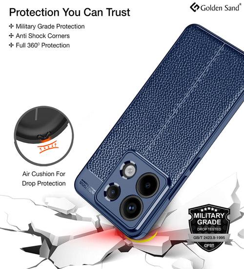 Leather Armor TPU Series Shockproof Armor Back Cover for Redmi Note 13 Pro 5G, POCO X6 5G, 6.67 inch, Blue