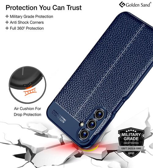 Leather Armor TPU Series Shockproof Armor Back Cover for Samsung Galaxy A05s, 6.7 inch, Blue
