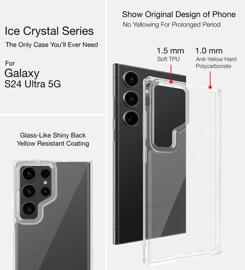 Ice Crystal Series Hybrid Transparent PC Military Grade TPU Back Cover for Samsung Galaxy S24 Ultra 5G, 6.8 inch, Crystal Clear